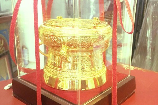 Trống đồng mạ vàng 12cm