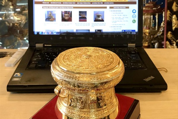 Trống đồng mạ vàng 12cm