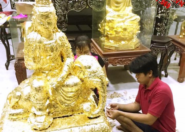 Hướng dẫn tự tay dát vàng tượng phật 