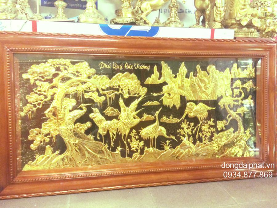 bức tranh phú quý cát tường bằng đồng mạ vàng
