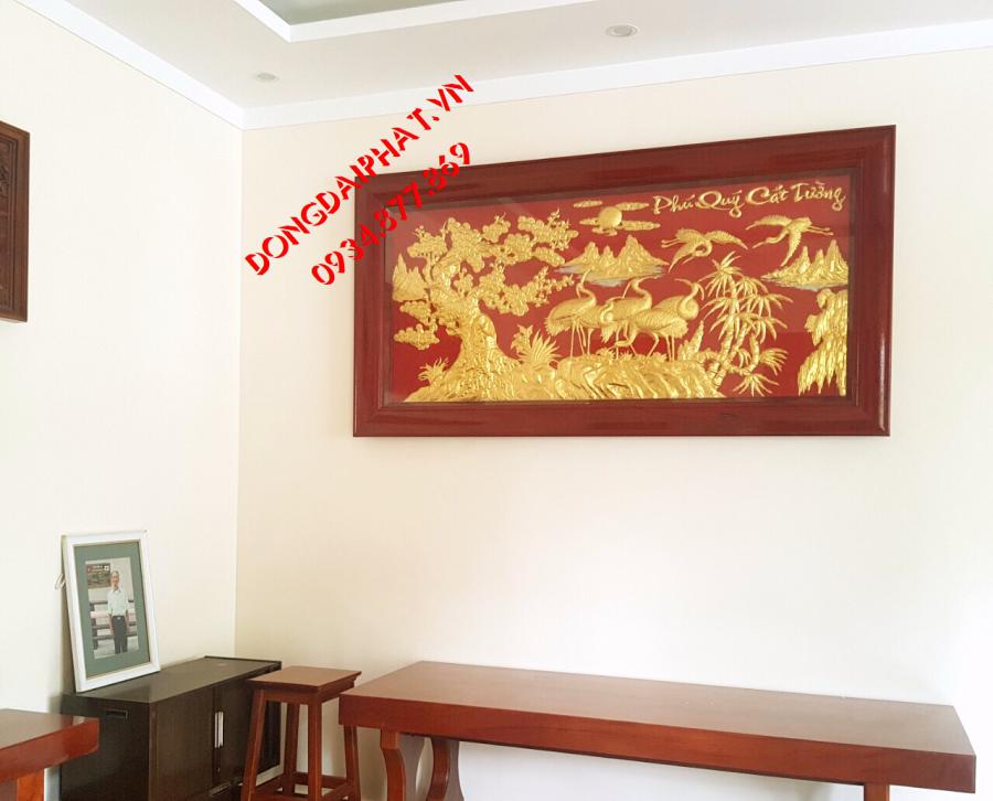 tranh dát vàng phú quí cát tường Tranh phí quí cát tường dát vàng